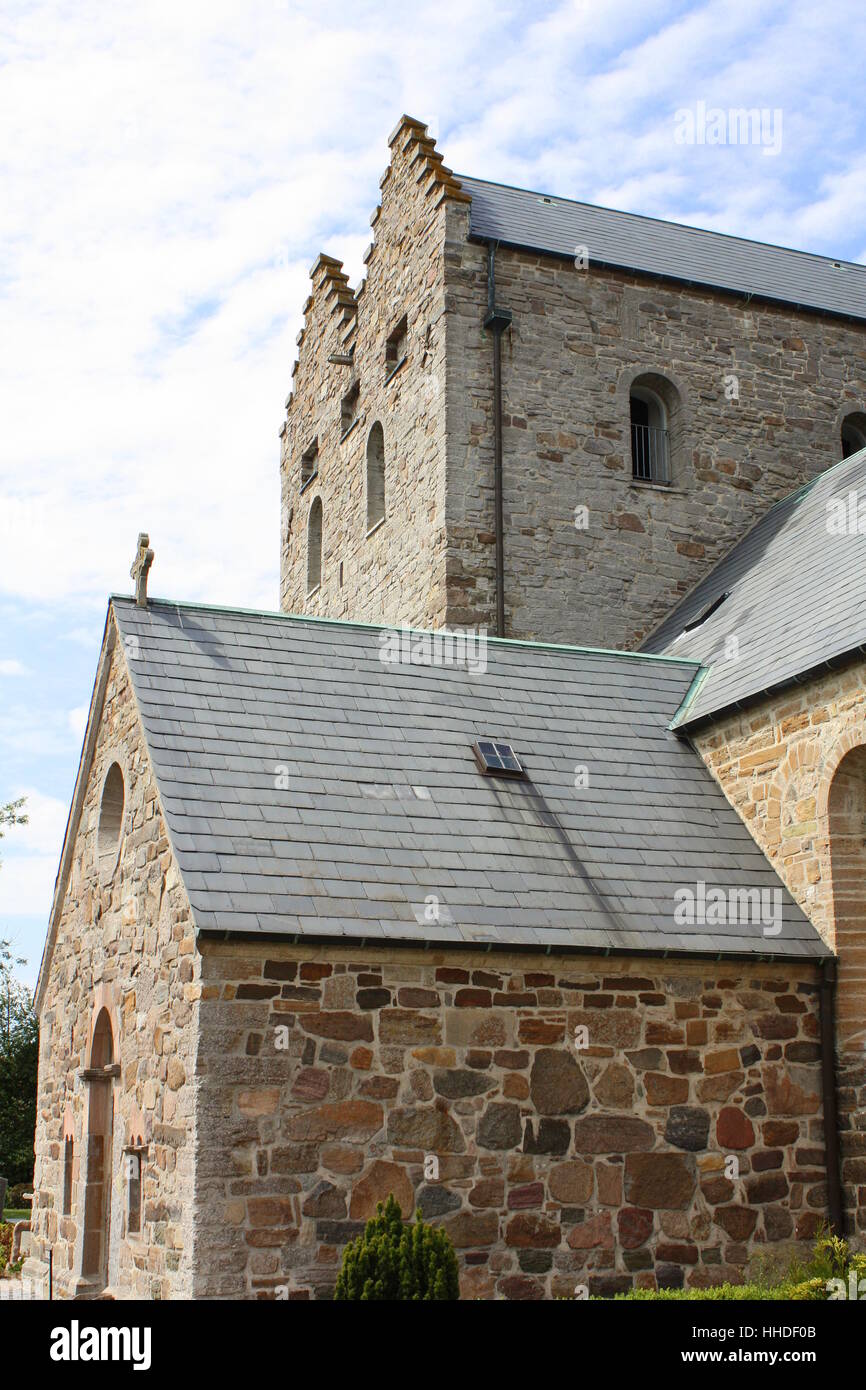 Aa Church (Aakirkeby) from 1150 on the island Bornholm. Denmark Stock Photo