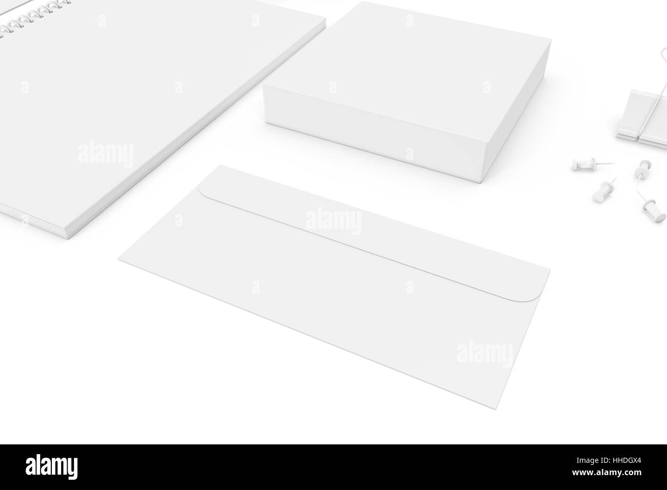 White blank ultimate set of printing materials template for branding identity. 3d rendering Stock Photo