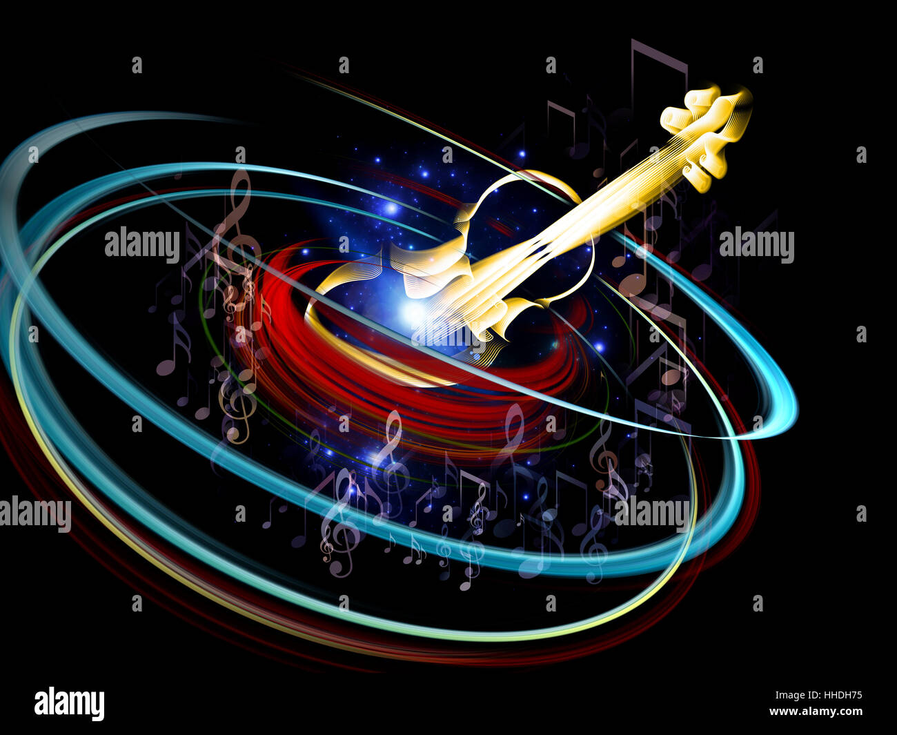 Artistic background made of violin graphic, musical notes and design ...