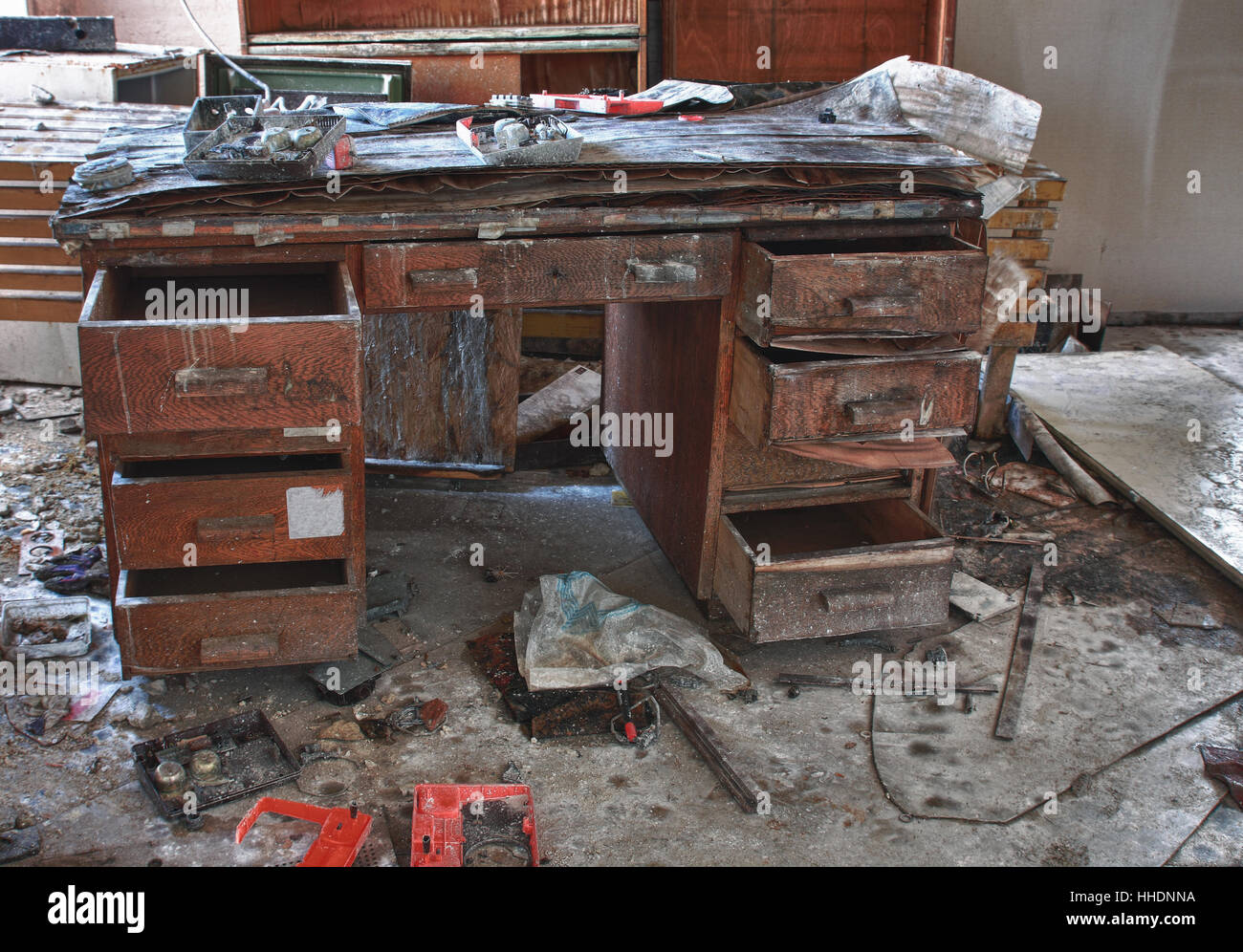 Photo from demolition textile factory,broken table Stock Photo Alamy
