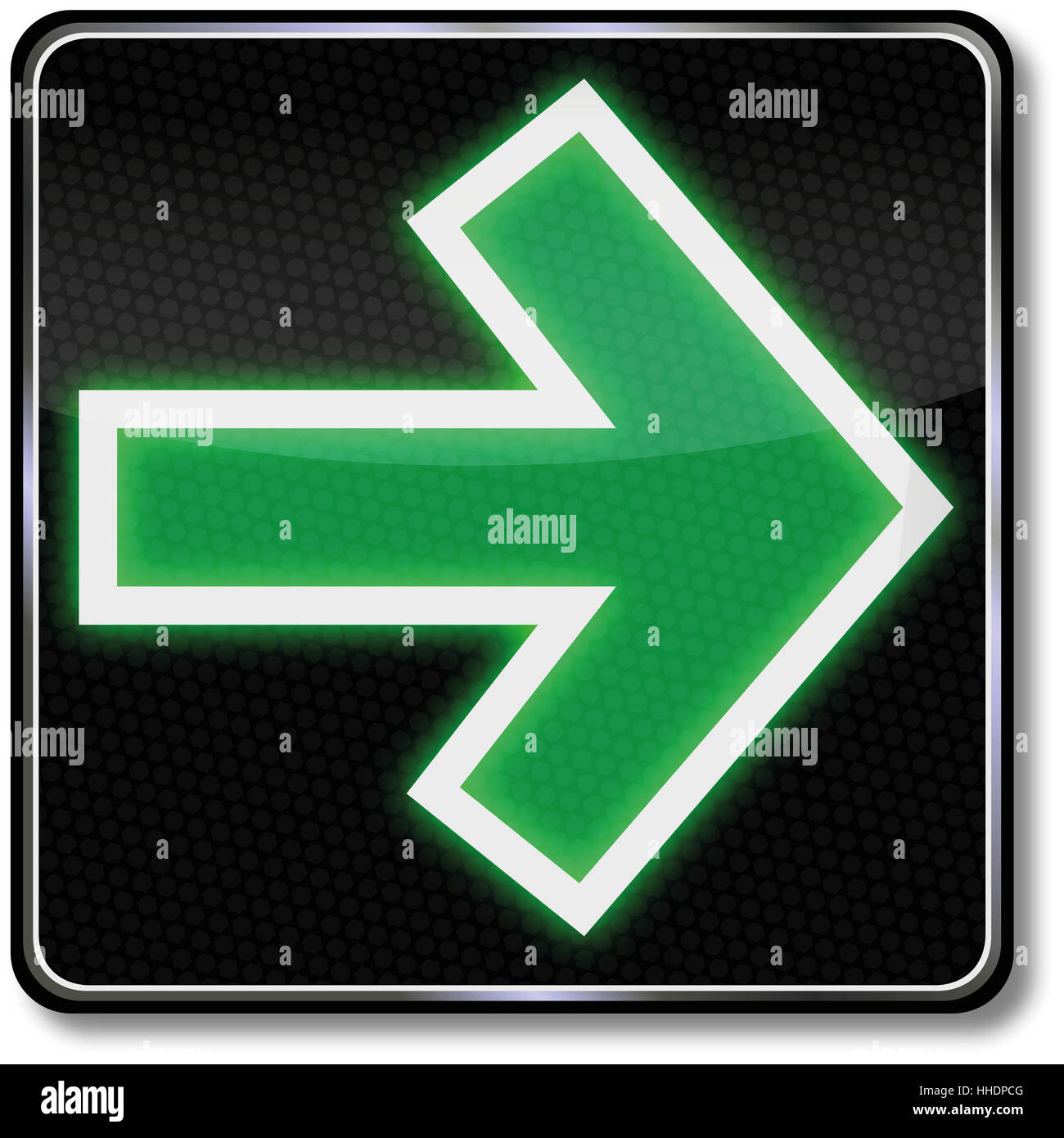 road sign green arrow at the traffic lights Stock Photo