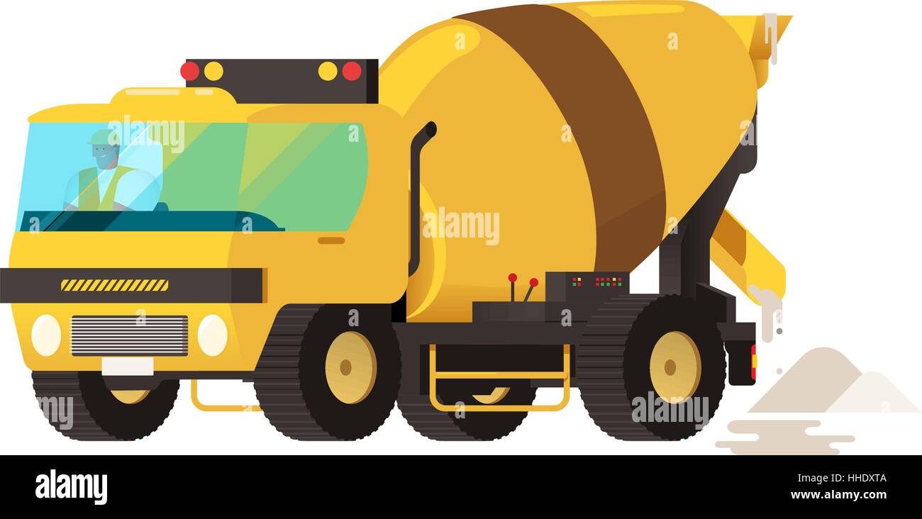 Concrete mixer truck. concrete machine truck. vector illustration Stock