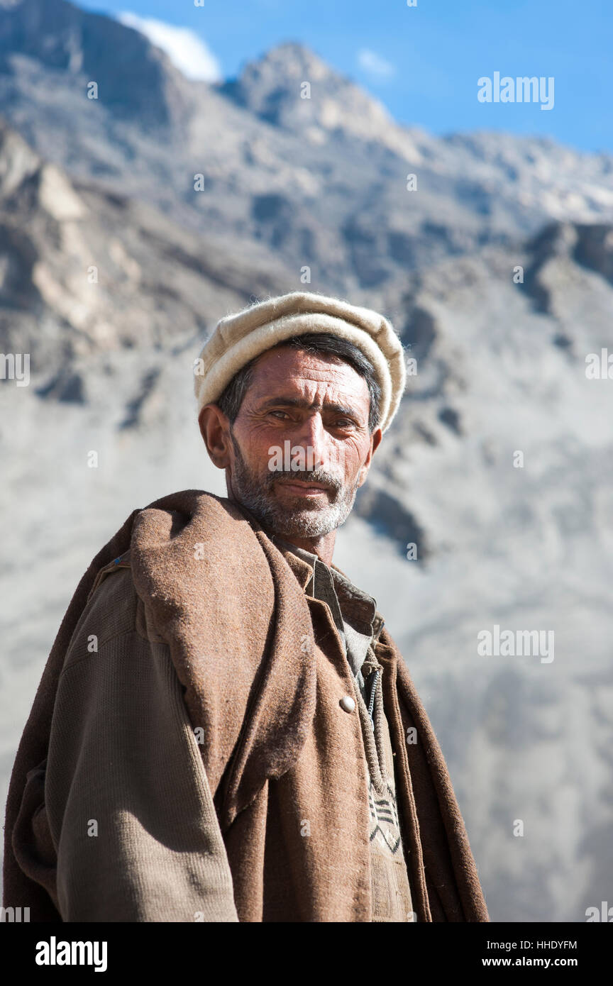 A man photographed near Skardu, Gilgit-Baltistan, Pakistan Stock Photo