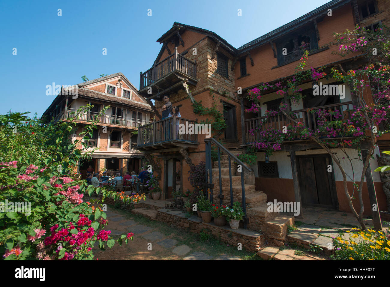 An historical Newari farmhouse in the traditional village of Nuwakot, Langtang Region, Nepal Stock Photo