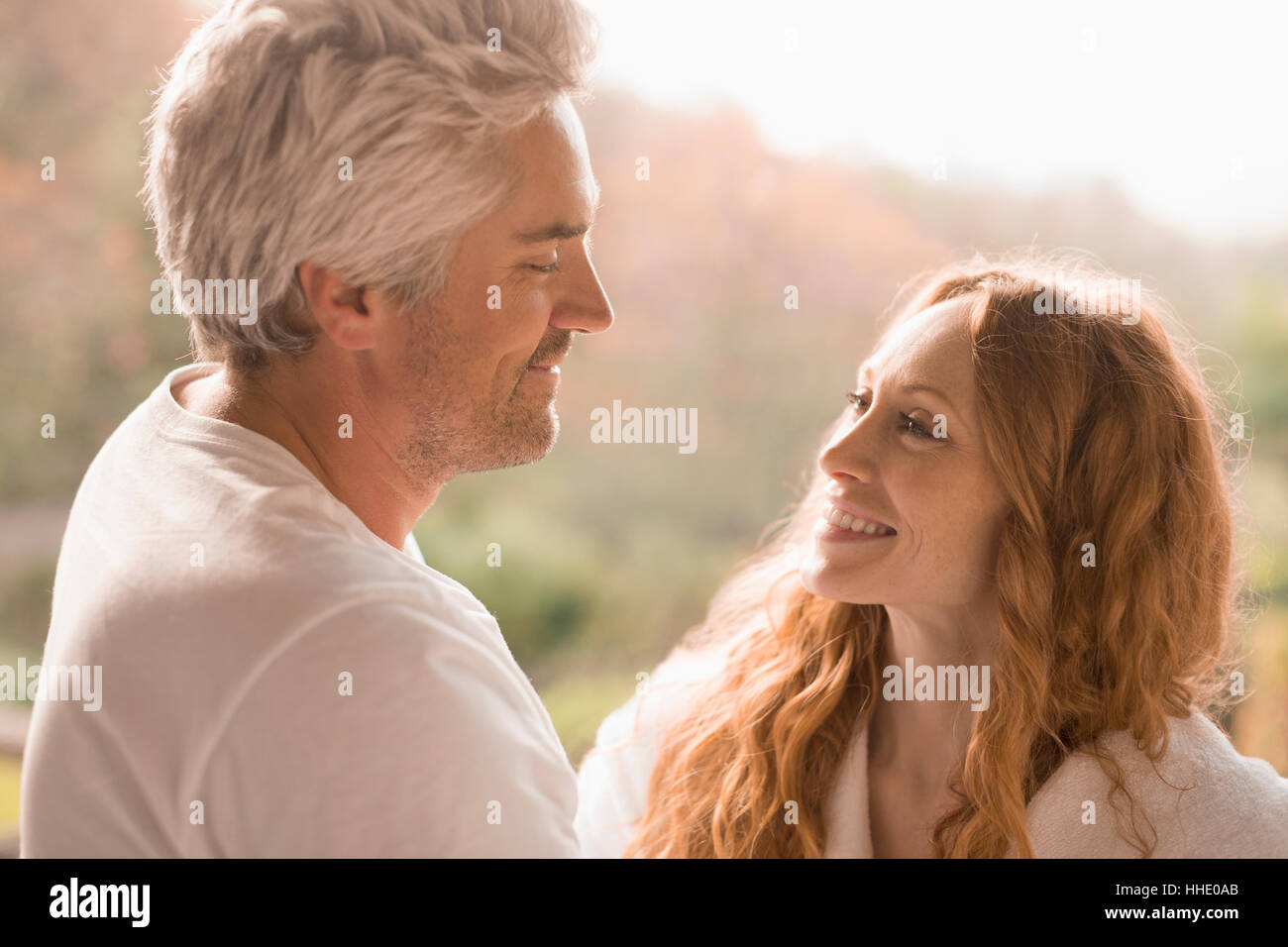 Smiling couple face to face Stock Photo