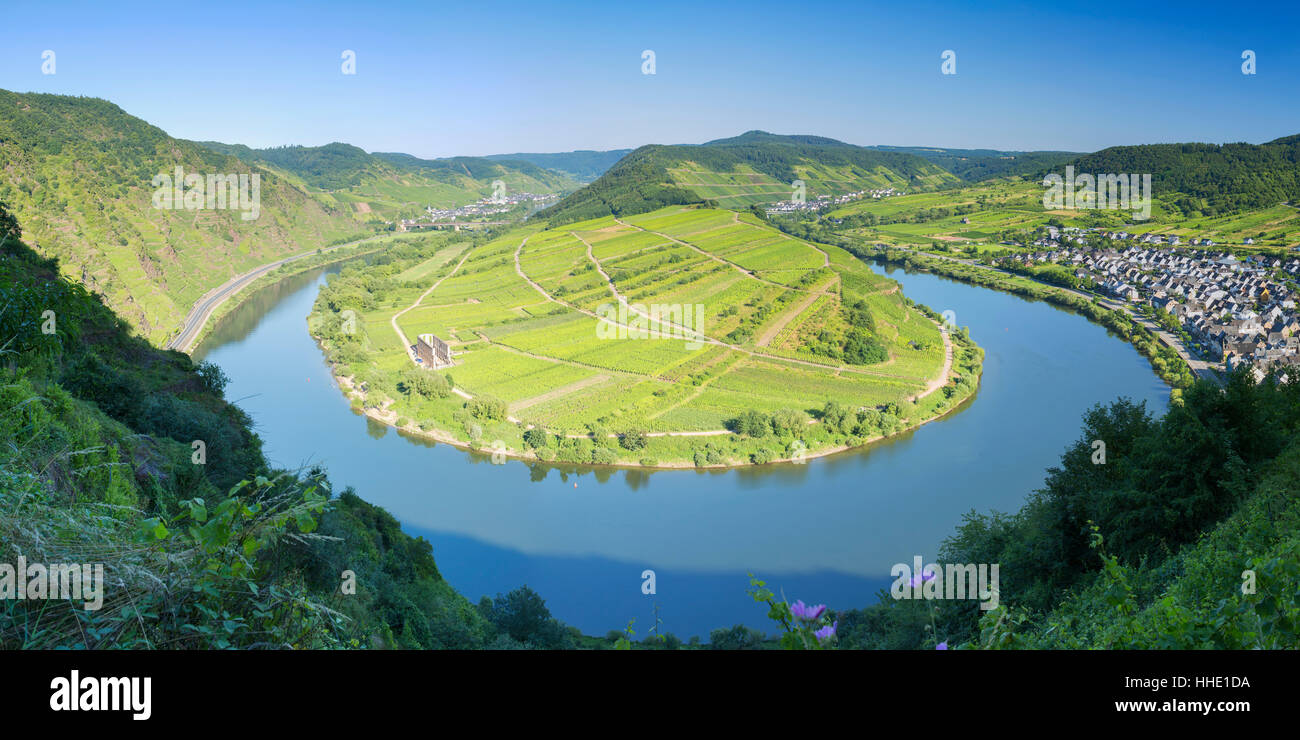 View of River Moselle, Bremm, Rhineland-Palatinate, Germany Stock Photo