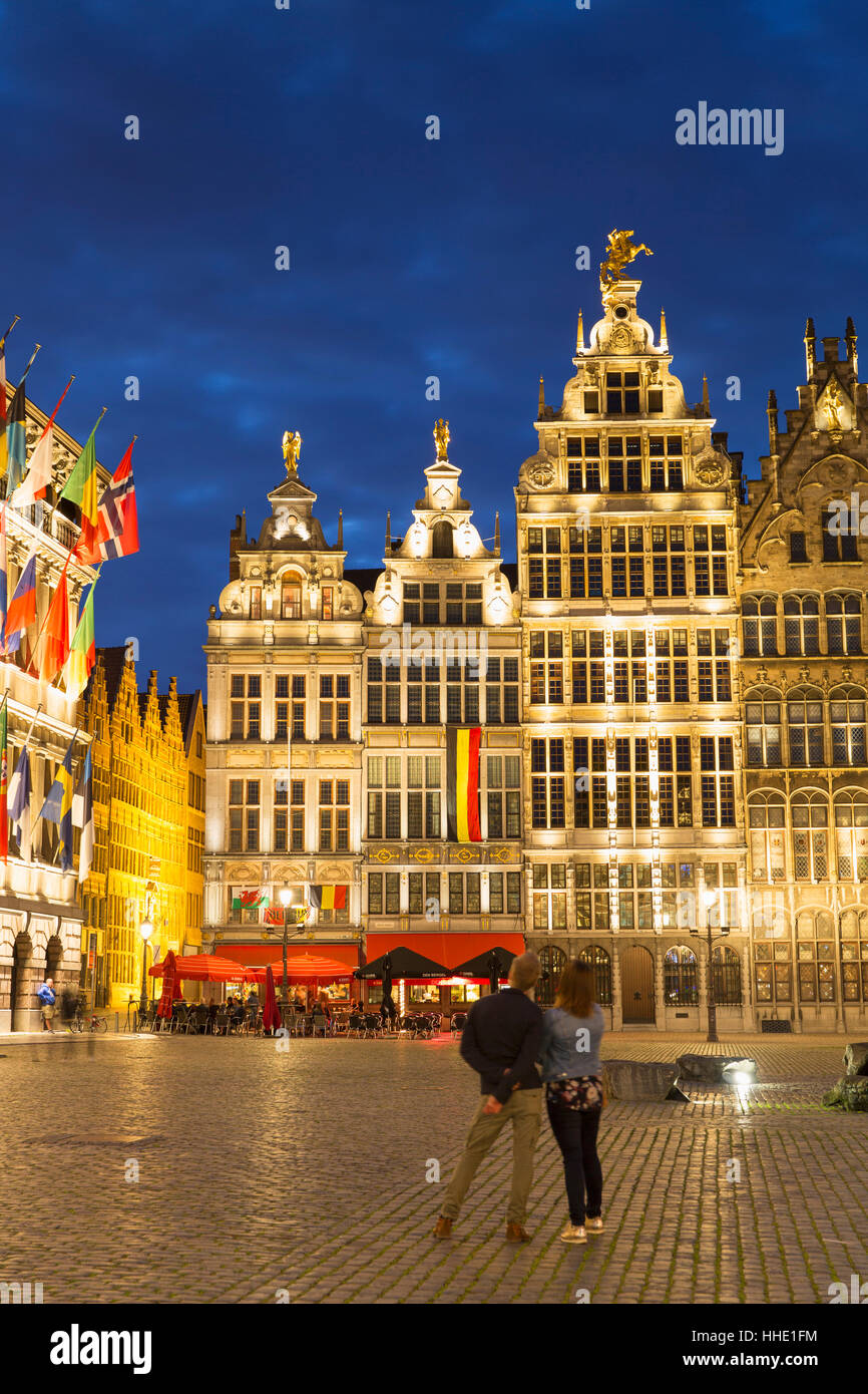 Guild houses in Main Market Square, Antwerp, Flanders, Belgium Stock Photo