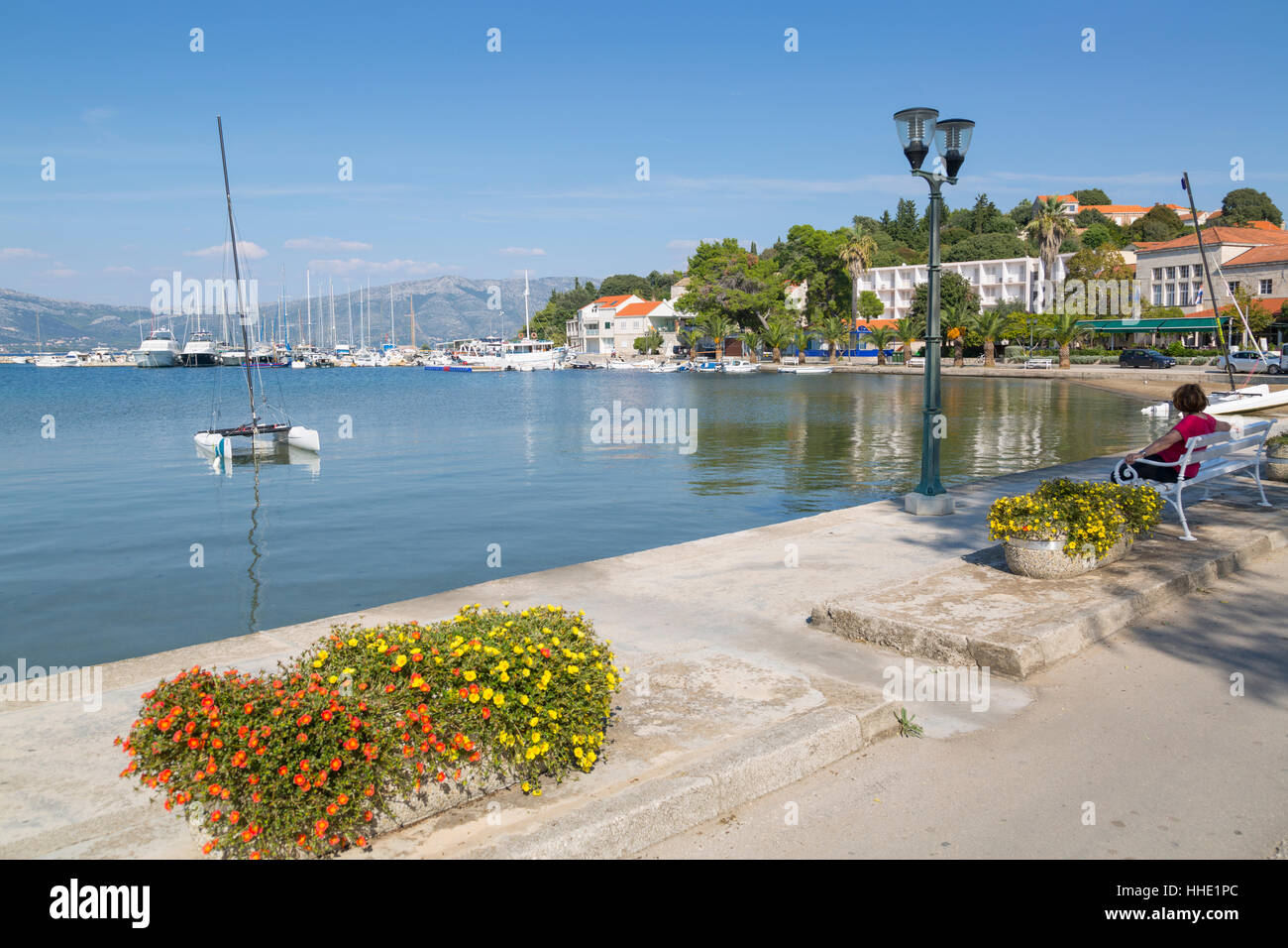 Harbour, Lumbarda, Korcula, Dubrovnik-Neretva County, Dalmatia, Croatia Stock Photo
