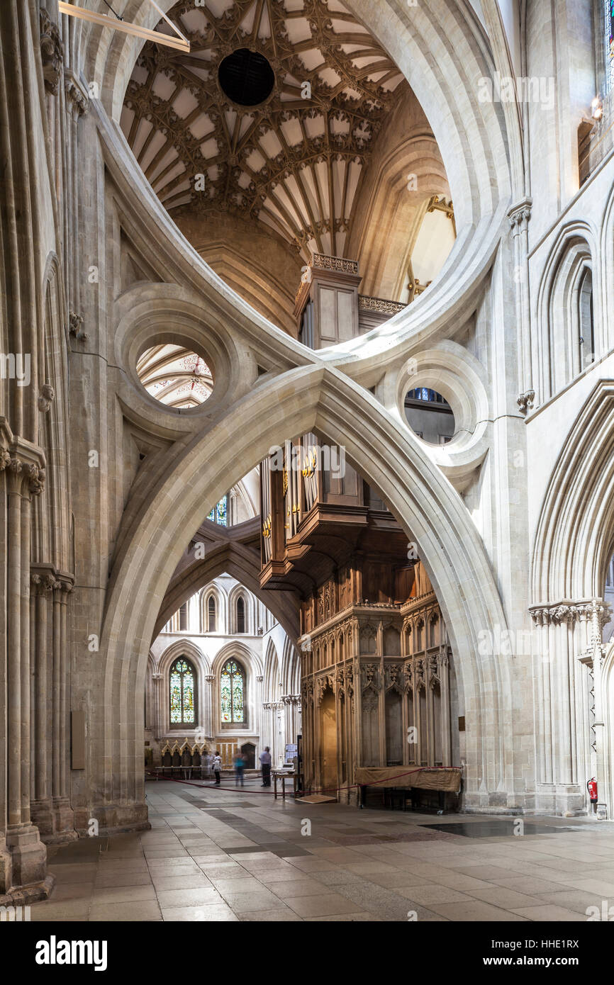 Dedicated to St. Andrew the Apostle, Wells Cathedral, the seat of the Bishop of Bath and Wells, Wells, Somerset, UK Stock Photo