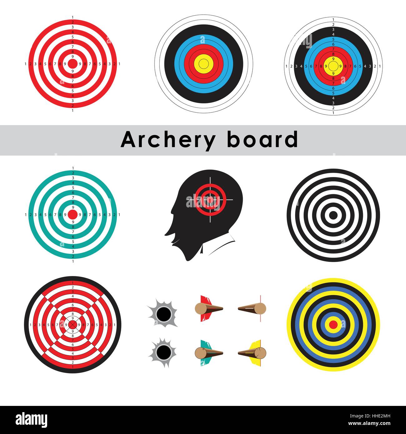 Archery board, target board. vector illustration Stock Vector Image