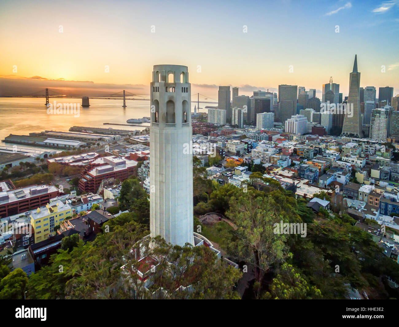 The Coit tower, an Art Deco monument in the Telegraph Hill neighborhood