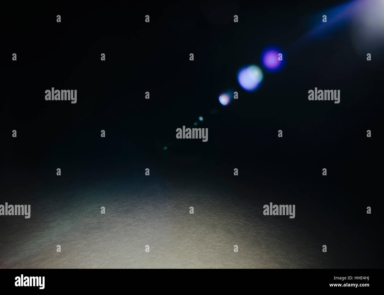 Light refractions at night on desert playa, Black Rock Desert, Nevada Stock Photo