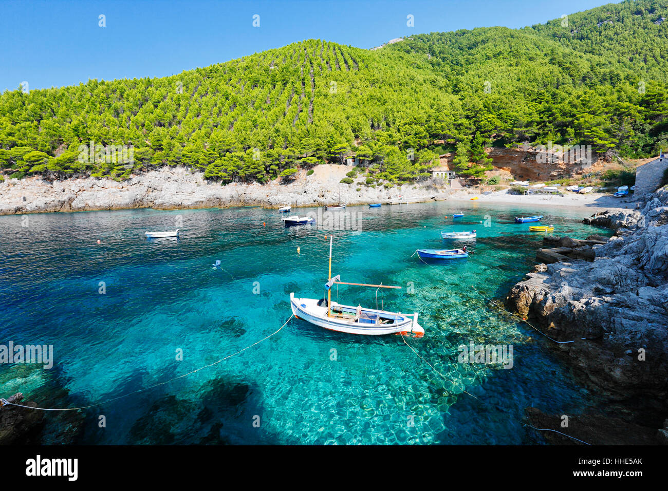 Beautiful bay near Babibno polje on island Mljet Stock Photo