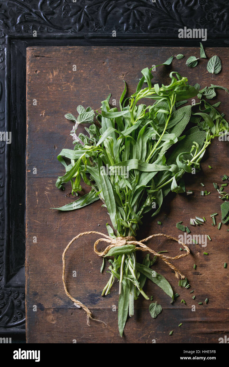 Bundle of fresh Italian herbs Stock Photo