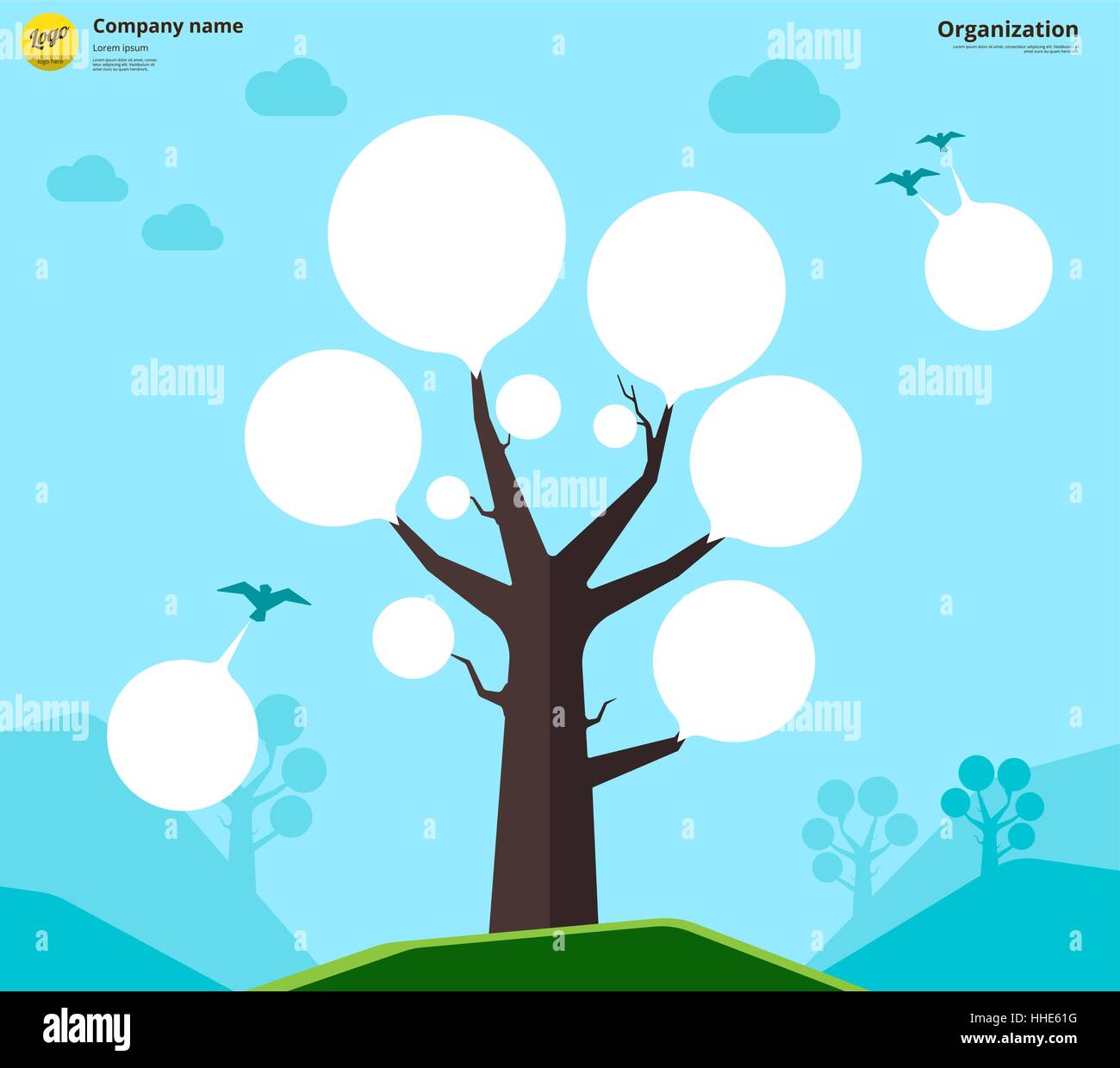 Organization chart tree concept. Group layer in file. Stock vector illustration. Stock Vector