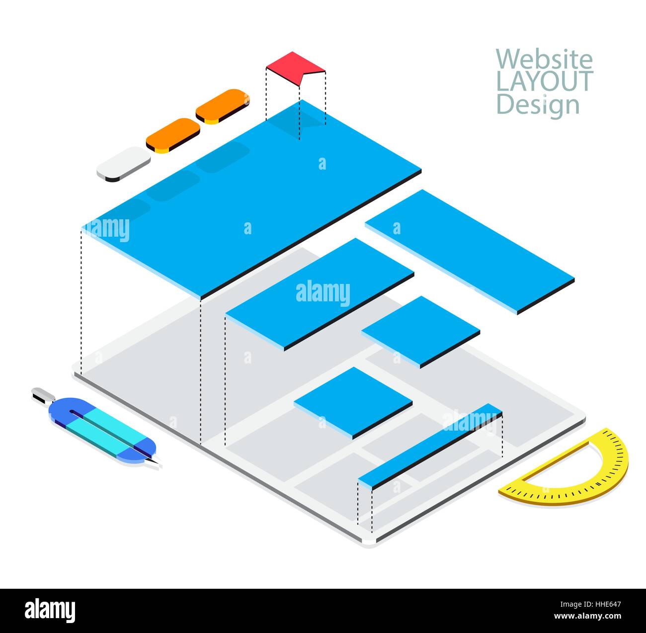 Download Website Isometric Wireframe Mock Up Concept Prototype Website Design For Smart Device Smartphone Tablet And Computer Vector Illustration Stock Vector Image Art Alamy