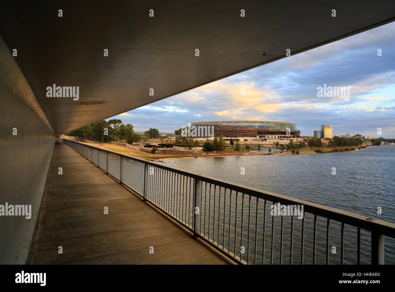 oPTUS Stadium as viewed from Windan / Goongoongup Bridge pedestrian