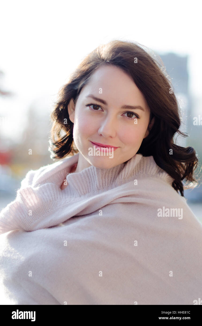 Woman long hair outdoors in hi-res stock photography and images - Alamy
