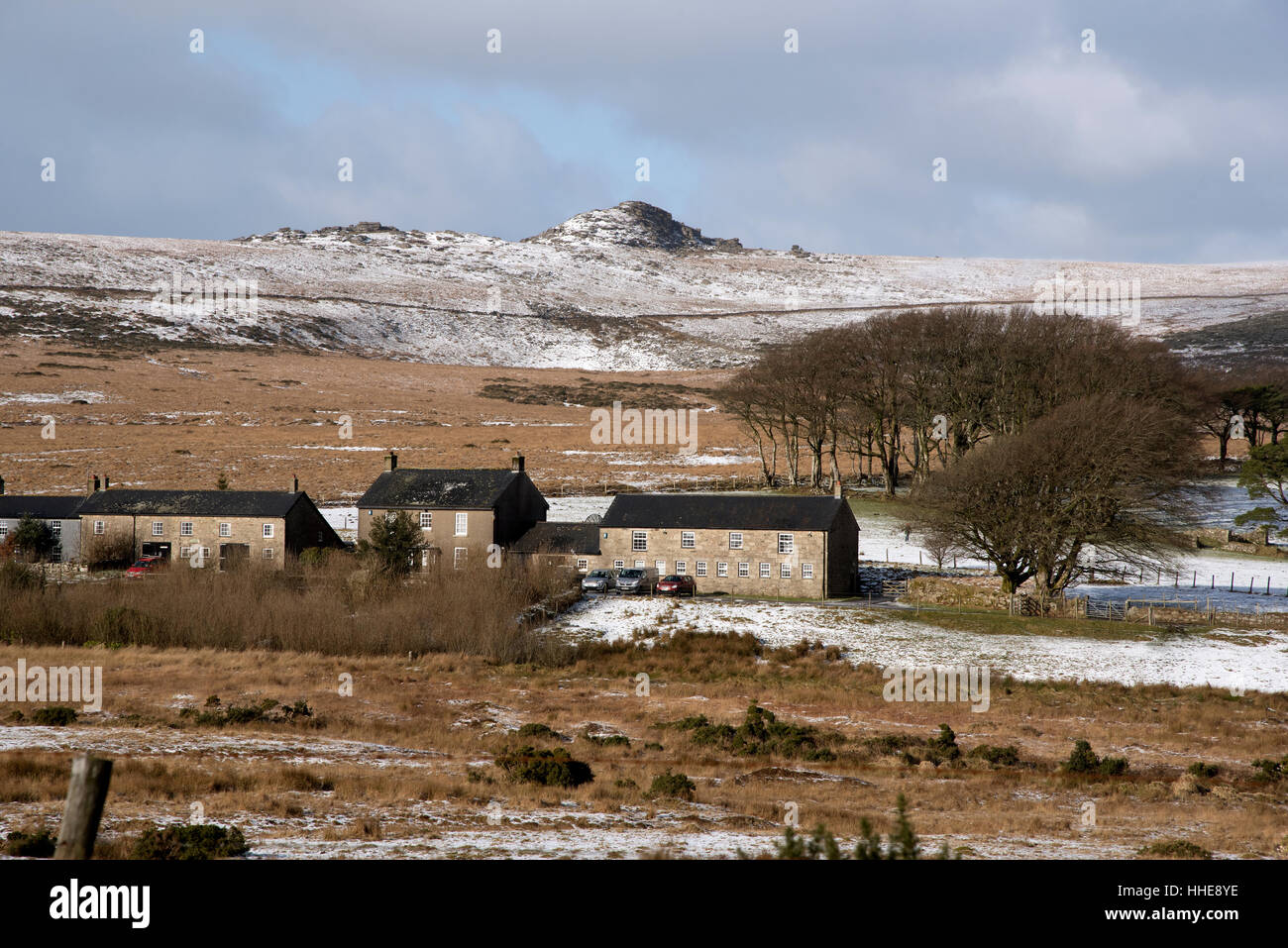 Winter landscape on Dartmoor national park close to Princetown in Devon England UK Stock Photo