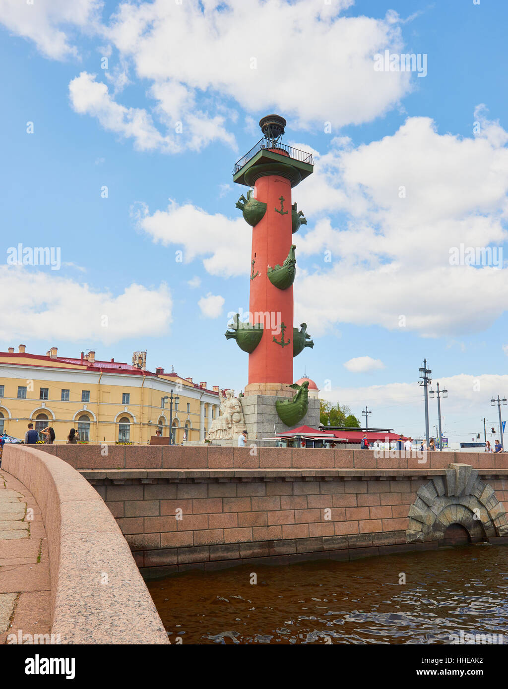 One of the Rostral Columns designed in 1810 by Thomas De Thomon as lighthouses, Vasilevskiy Island, St Petersburg Russia Stock Photo
