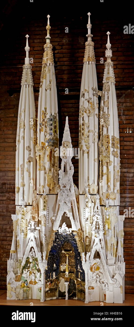 Model of the Sagrada Familia (Nativity Façade), by the Spanish Architect, Antoni Gaudi (1852–1926) Stock Photo