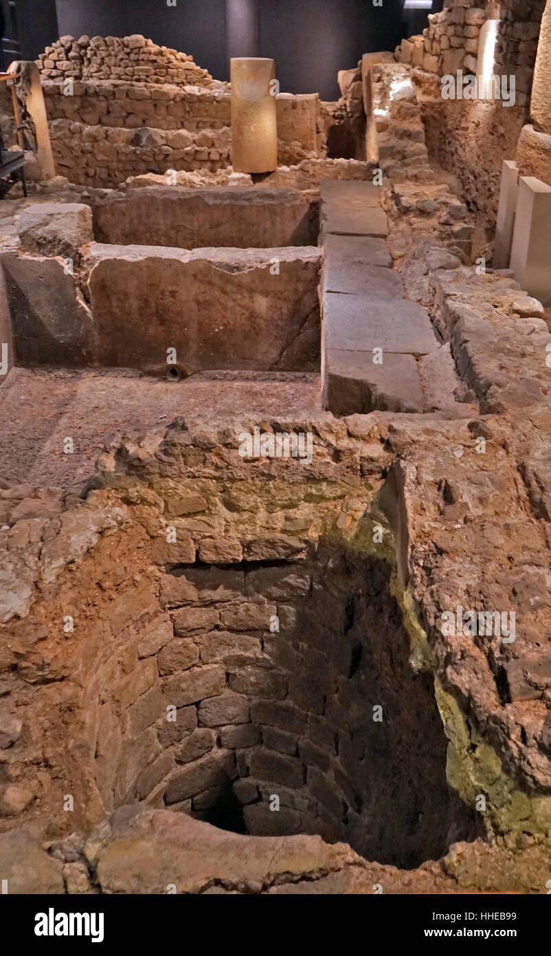 Church and Necropolis (City of the dead), in the Roman city, Barcelona ...