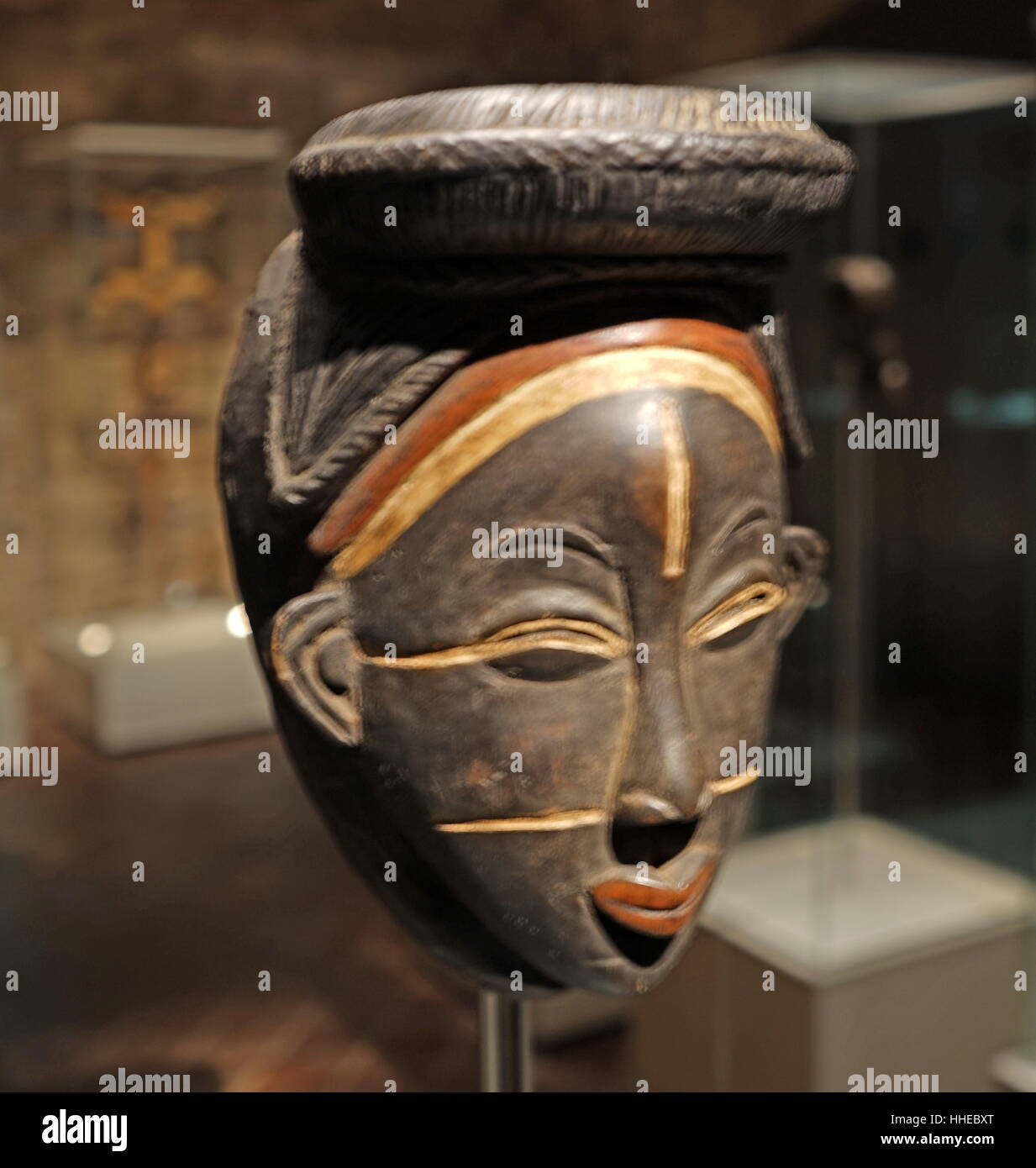 Wooden ritual Ikwara mask for justice ceremonies. Tsangui tribe; Gabon ...