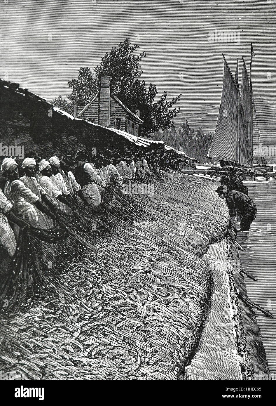 Fishing on the Potomac River Washington DC 1890 Stock Photo