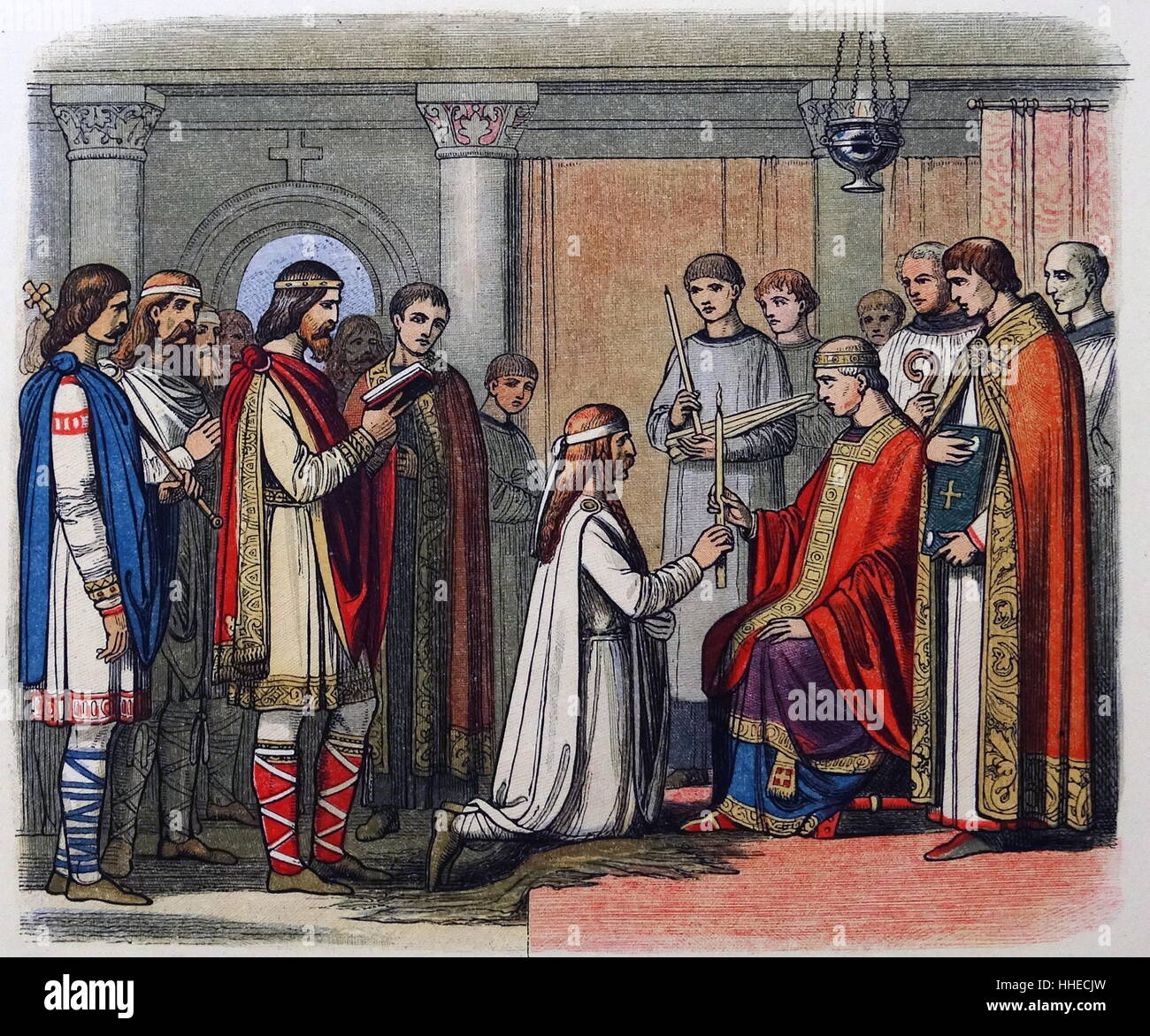Baptism of King Guthorm. James E Doyle, A Chronicle of England BC 55 to AD 1485 (London, 1864). Stock Photo