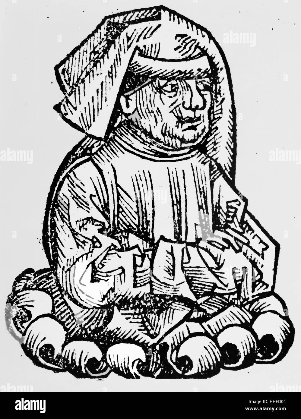 HERMES THE EGYPTIAN (Hermes Tris-megistus) the legendary founder bf occult and alchemical knowledge. from Hartmann Schaedel Liber chronicarum mundi(Nuremberg Chronicle), 1493. Stock Photo