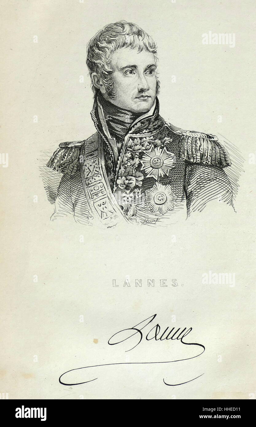 Jean Lannes, Due de Montebello (1769-1809); French soldier; one of Napoleon's commanders; won battle of Montebello (1800); contributed to victories at Marengo, Austerlitz, Eylau and Friedland, and Saragossa; mortally wounded at Aspem and Esslung Stock Photo