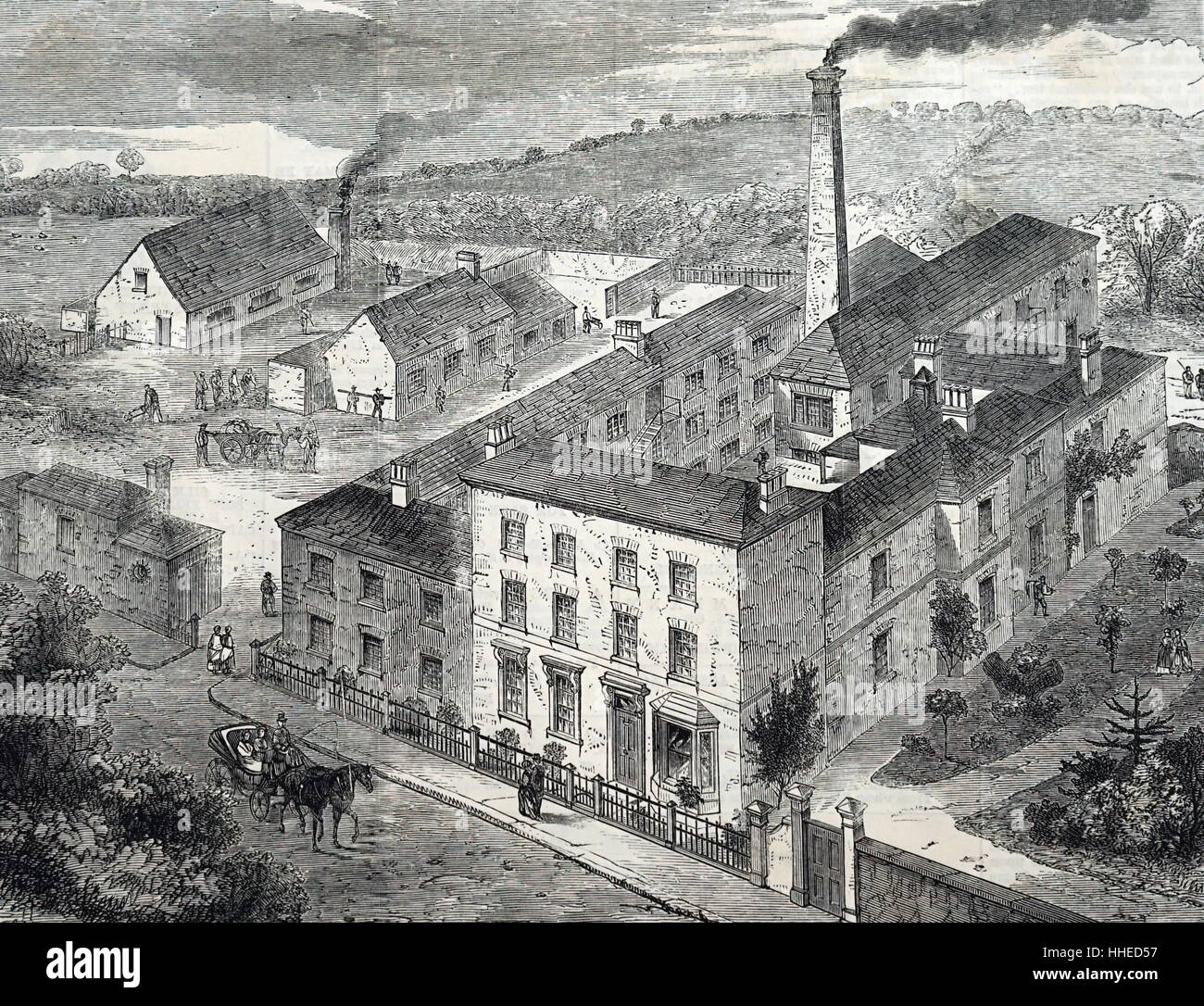 General view of George Townsend & Co's needle works, Hunt End, Redditch, Worcestershire, England 1869. Stock Photo