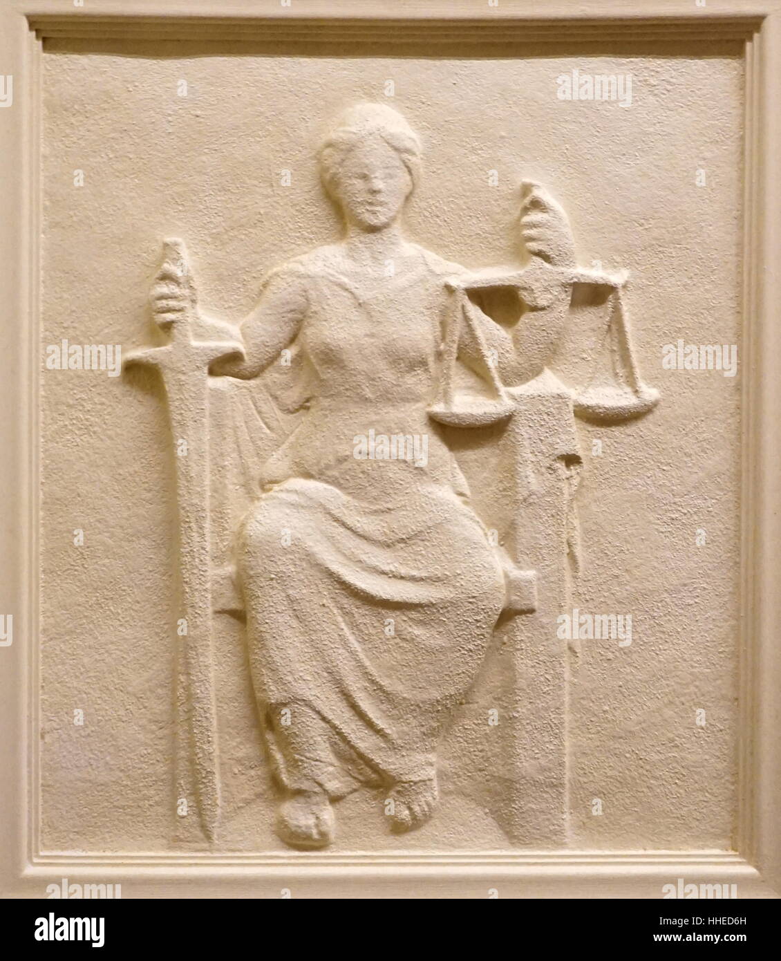 2010 Reproduction of a relief depicting Justice by Gilbert and Donnelly 1934. US Supreme Court, Washington DC. USA Stock Photo