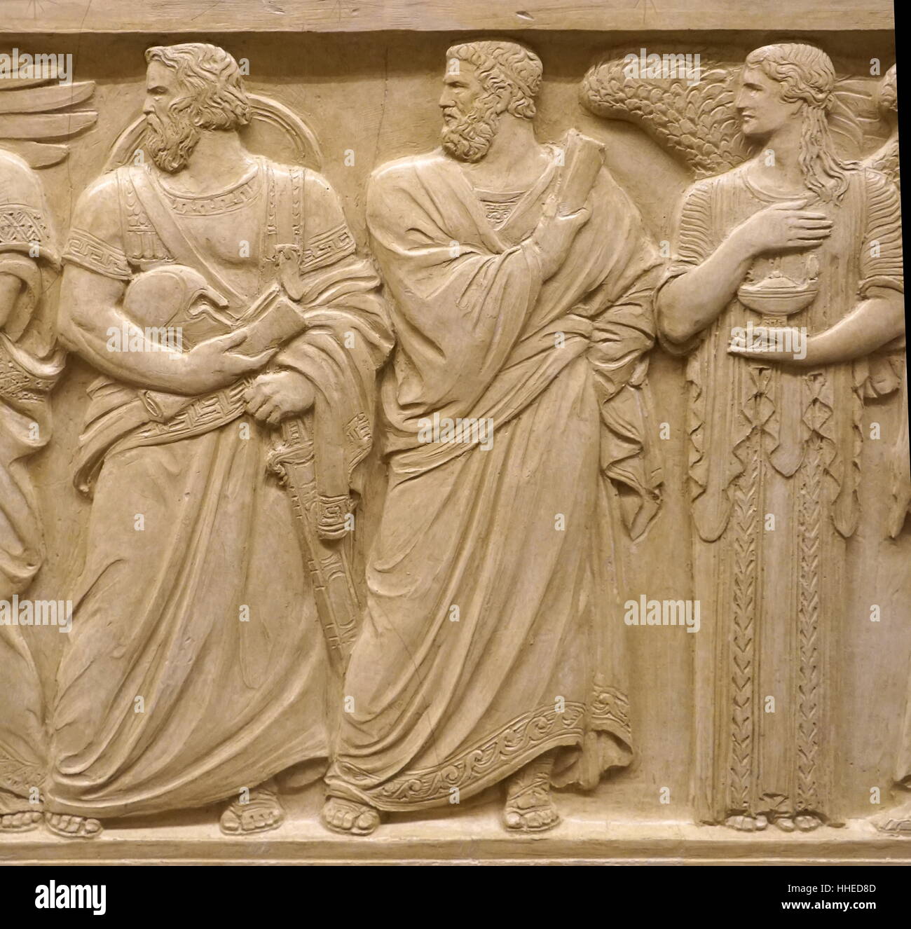 Relief depicting the figure of Lycurgus (c. 900 – 800 BC) the legendary lawgiver of Sparta. At the right of Lycurgus are Solon and a representation of the Light of Wisdom. US Supreme Court, Washington DC. USA. Stock Photo