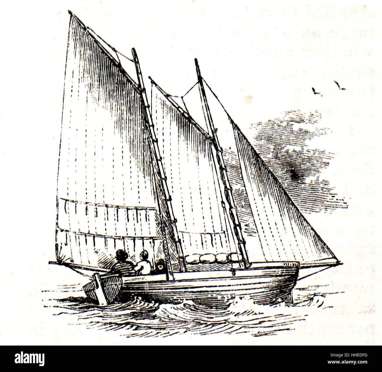 Illustration of a wherry, a light rowing boat used chiefly for carrying