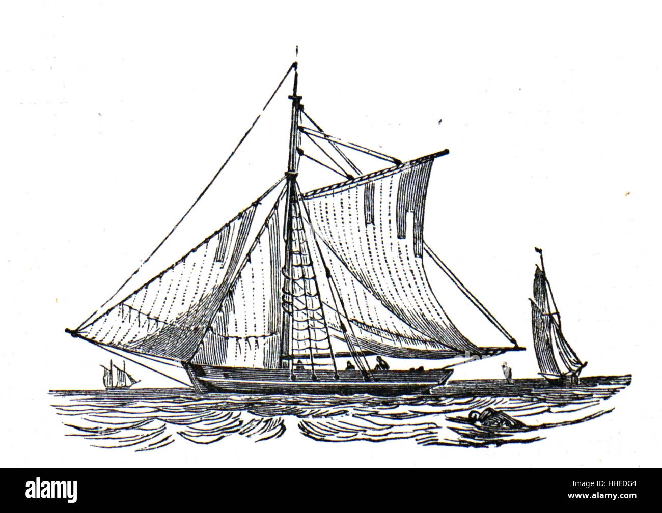 Small sloop (clutter); a single mast sailing ship. Dated 19th Century