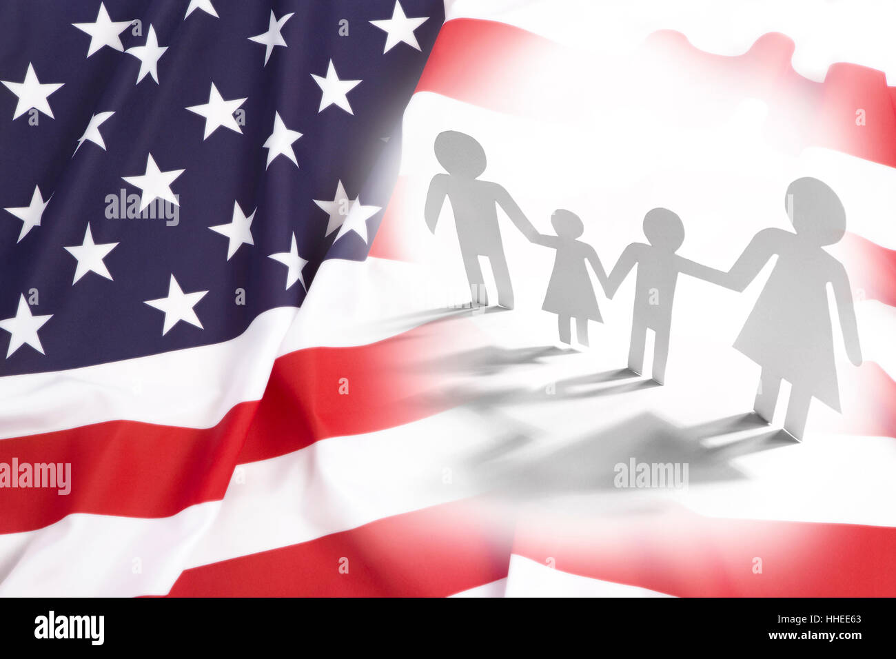 Family in the United States, paper figures concept Stock Photo
