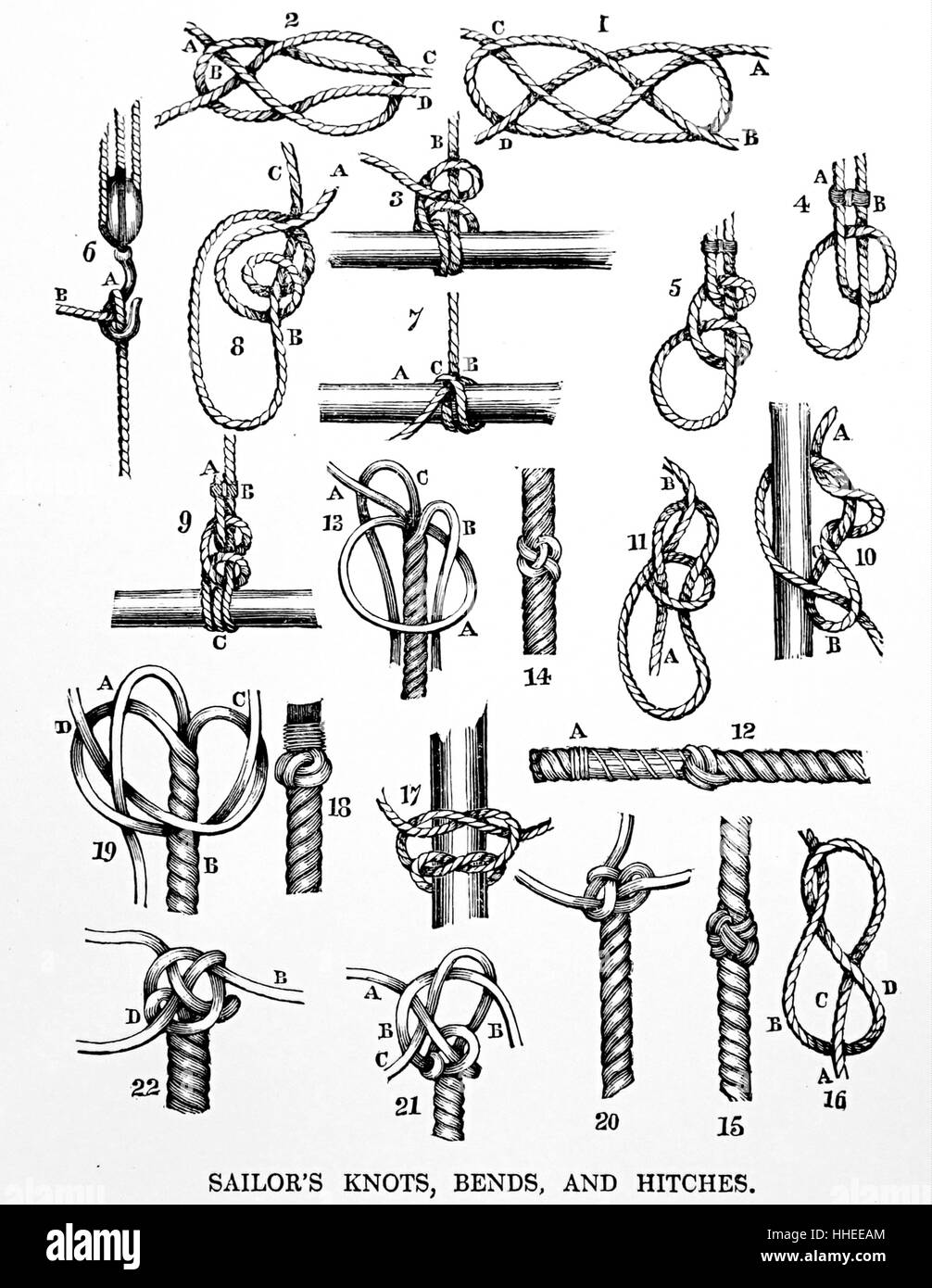 A selection of knots used for rigging. Dated 19th Century Stock Photo ...