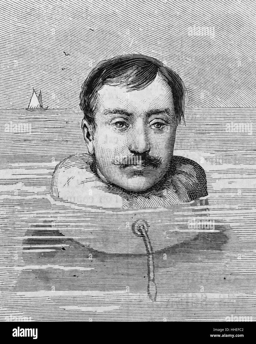 Illustration depicting the use of a rubber life necklace filled with