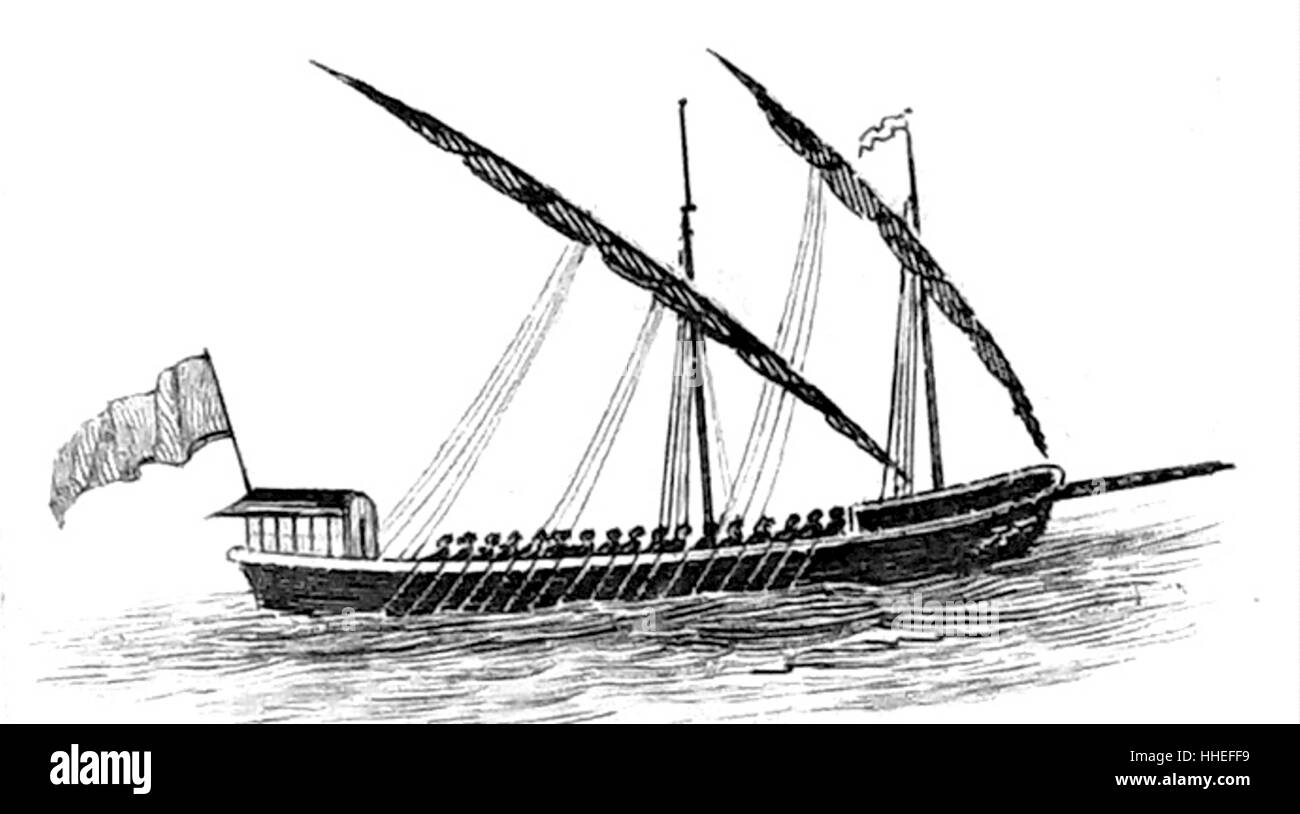 Engraving depicting a Galley. Dated 19th Century Stock Photo Alamy