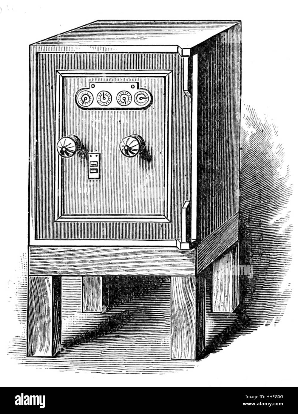 Illustration depicting a Stuart C. Munro Combination safe. Dated 19th Century Stock Photo