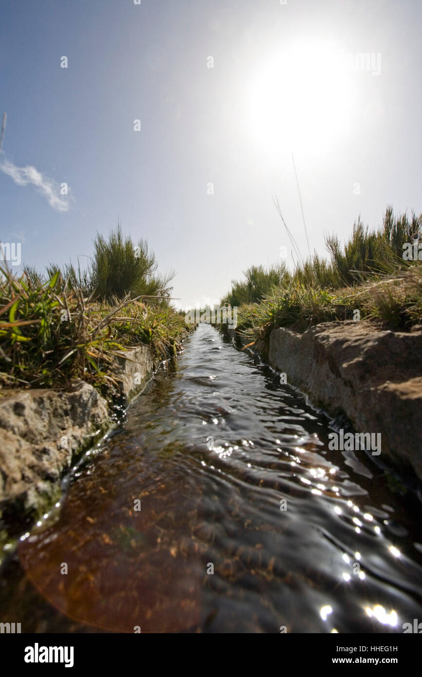 Irrigation canal, Levada, on the Paul da Serra plateau, Madeira, Portugal Stock Photo