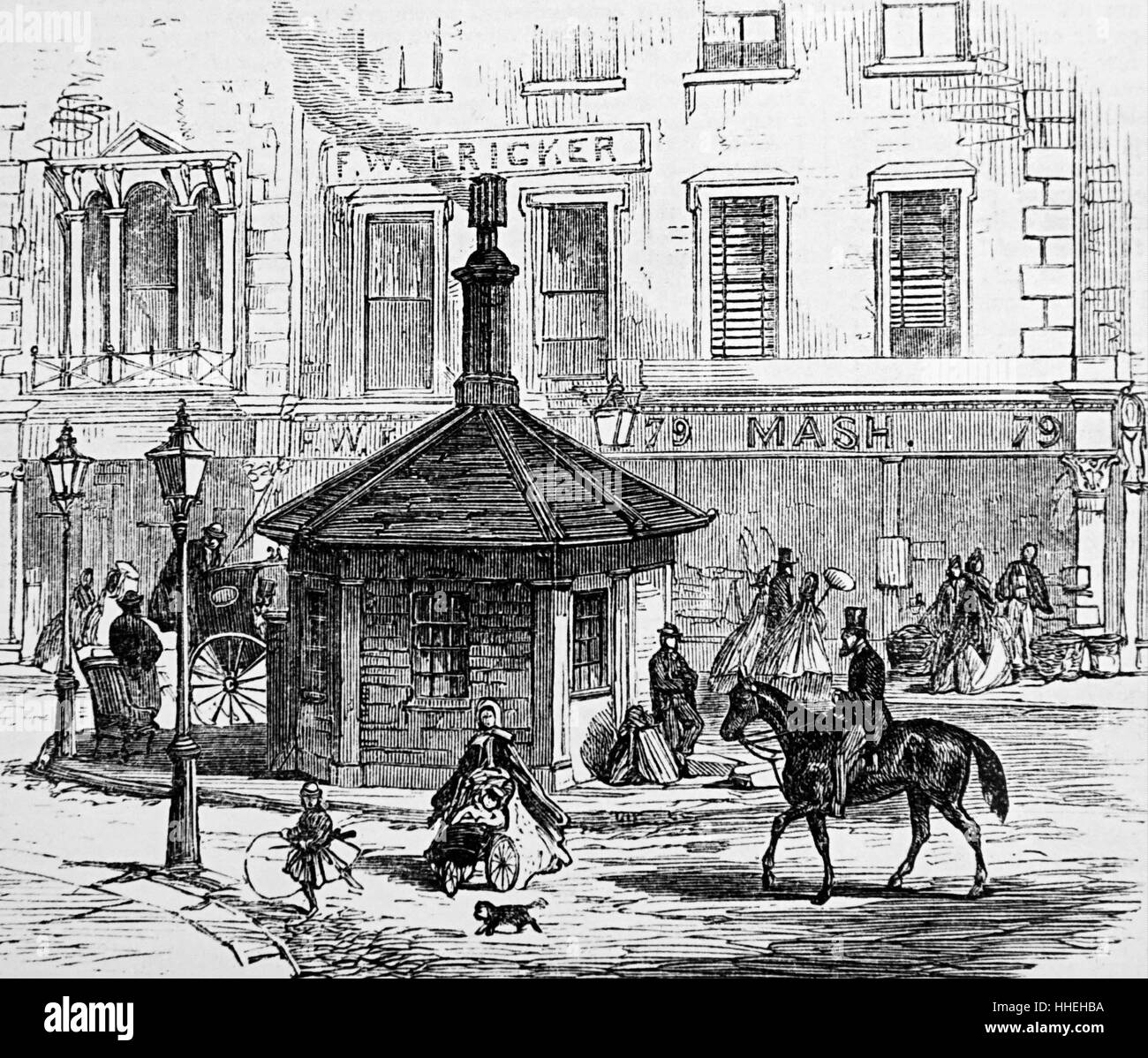 Engraving depicting the Notting Hill Turnpike gate shortly before