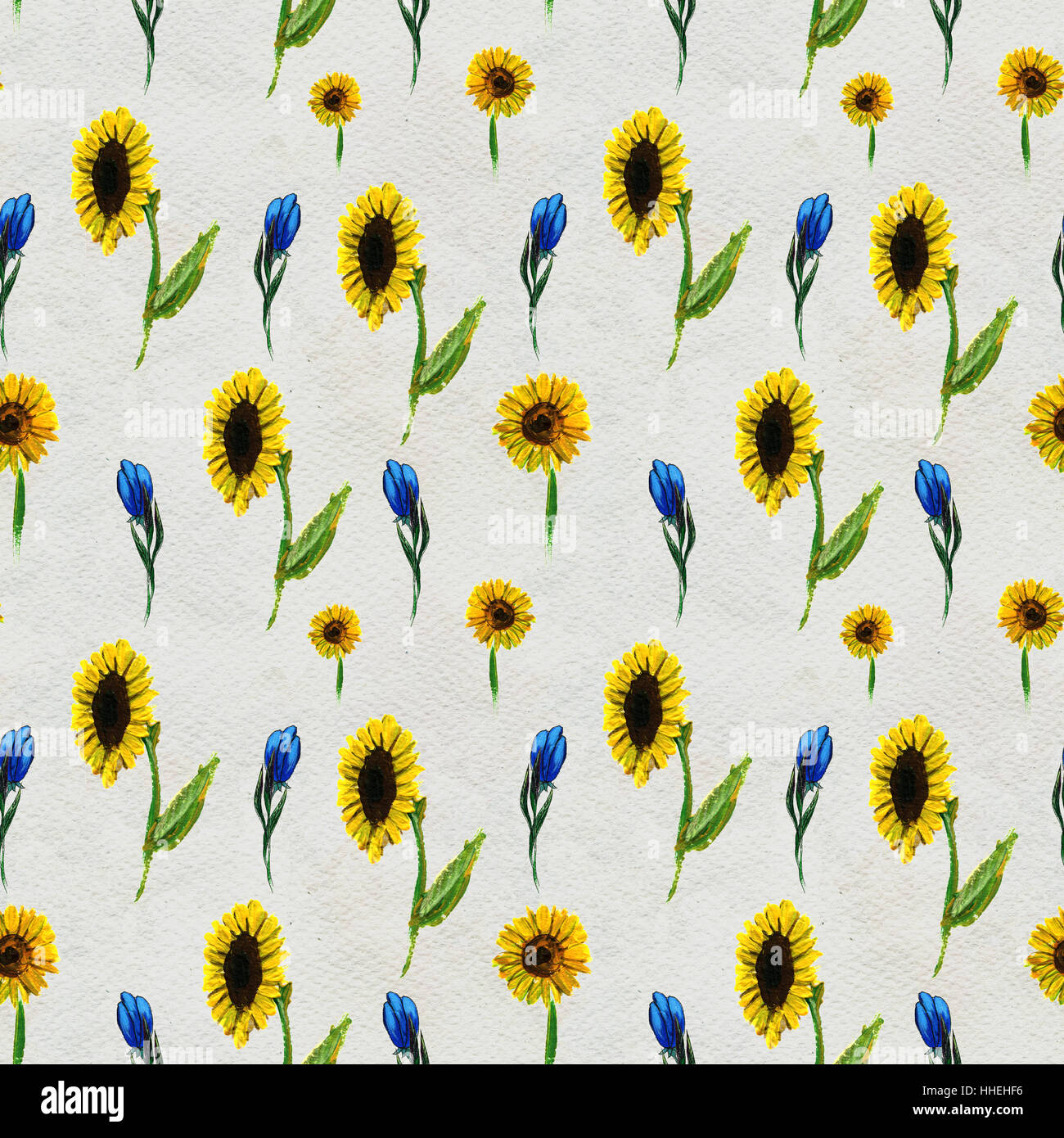 Seamless pattern with sunflowers and wildflowers Stock Photo - Alamy
