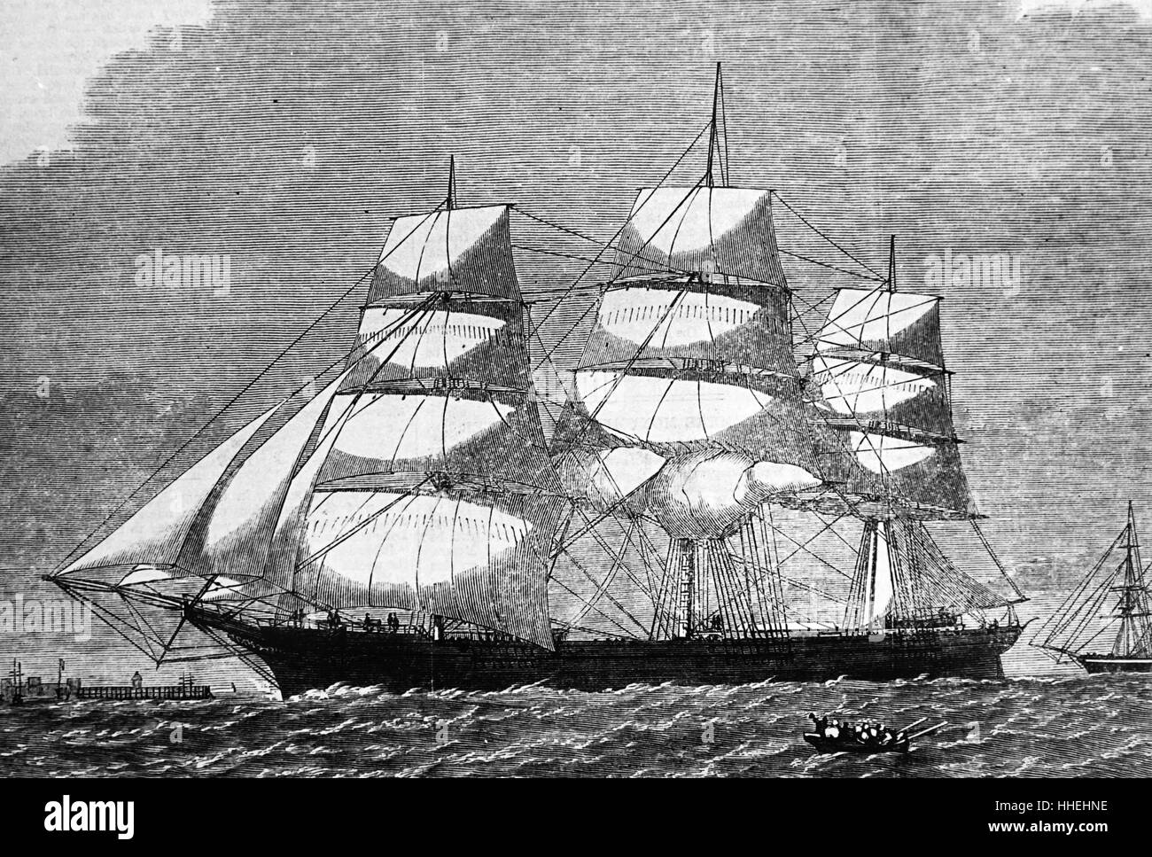 Portrait of the ship 'Glad Tidings' one of the first ships to bring a cargo to Liverpool after the re-opening of the American cotton trade. Dated 19th Century Stock Photo
