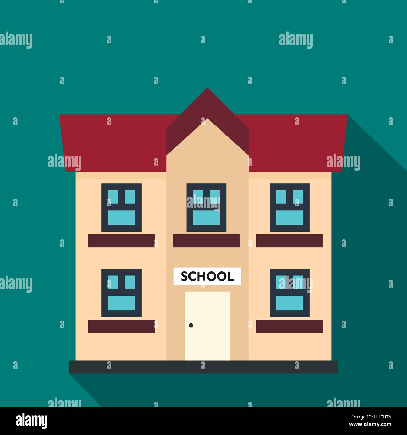 School building icon, flat style Stock Vector Image & Art - Alamy