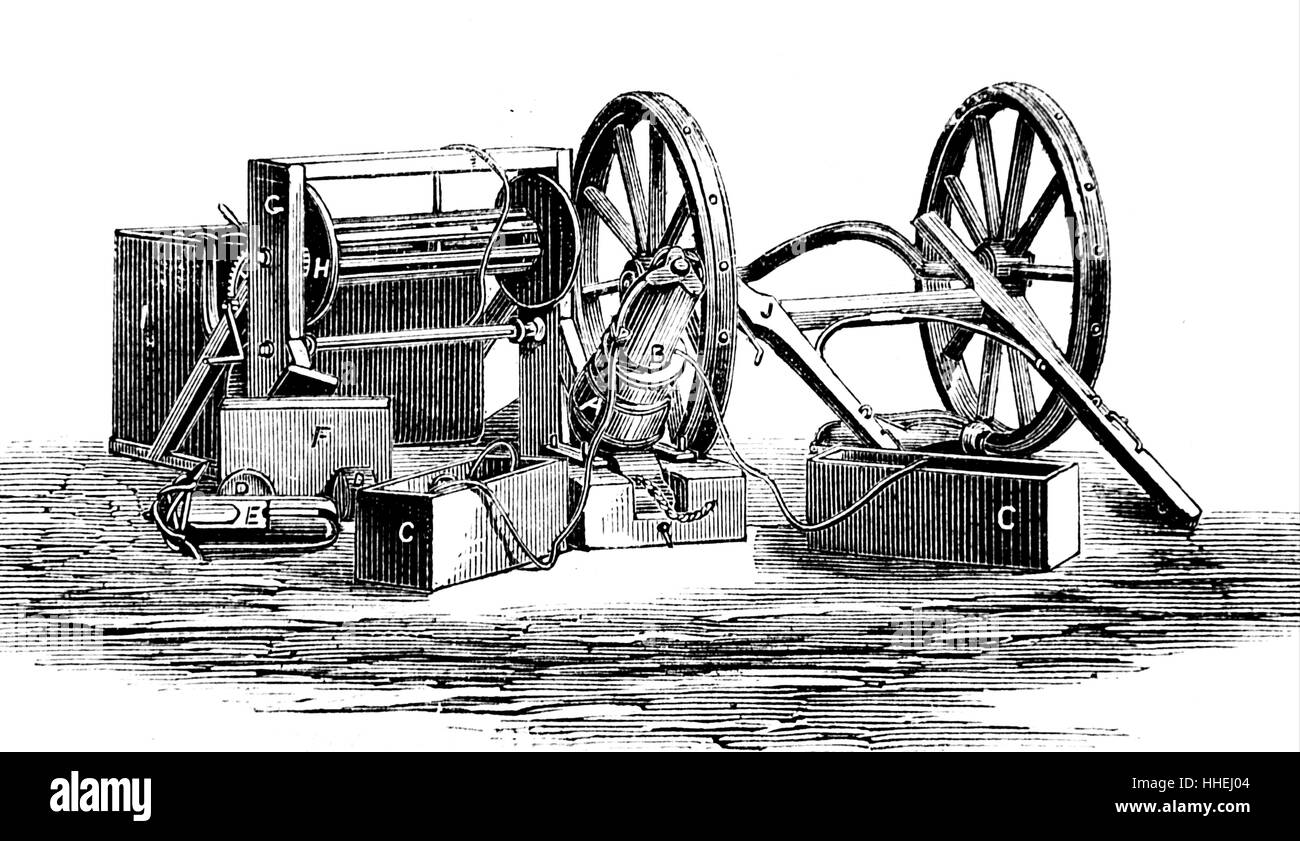 Winged Projectiles Engraving of a winged projectile carrying a line from shore to a ship ...