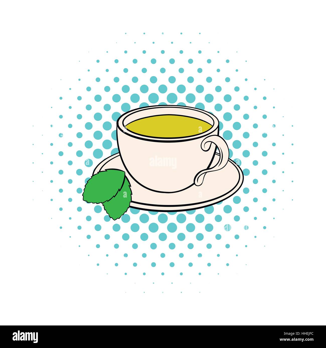 Cup of tea icon, comics style Stock Vector