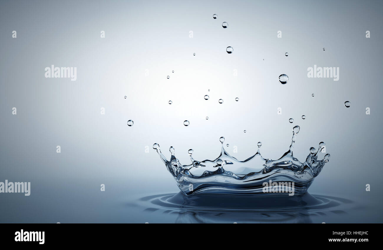 Water splash on the light gray background. 3D illustration Stock Photo