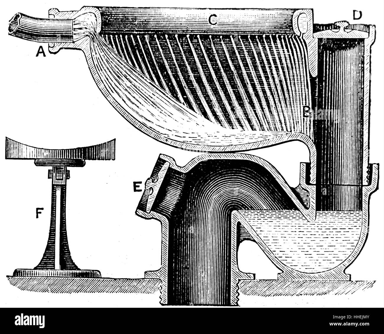 Engraving of Dolton's valve less flush-out water closet. Dated 19th Century Stock Photo